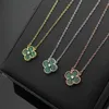 Luxury brand vans cleef necklaces Fashion single diamond agate pendant Clover necklace 18k gold High quality designer necklace for women