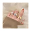 Cluster Rings Gold Sier Butterfly For Women Men Lover Couple Ring Set Friendship Engagement Open 2Pcs/Set Drop Delivery Jewelry Dh4Bf