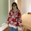 Pulls pour femmes pull à col roulé femmes paresseux Oaf Vintage 2023 hiver épais chaud pulls col haut fleurs Jacquard pull ample