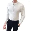 Men's Casual Shirts Slim Spring Fit Dress Streetwear Social Night Club Clothes Blouse Homme Korean Men Stand Long Sleeve Shirt