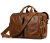 Briefcases Nesitu Highend A4 Vintage Brown Top Grain Genuine Leather Men Briefcase Portfolio Messenger Bag Handbag Business Travel 7014