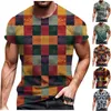 Männer T Shirts Männliche T-Shirts 2023 Casual Einfache Geometrische Druck Camiseta Farbe Block Kurzarm Tops Camisetas De Hombre