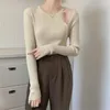 Kvinnors tröjor Plamtee Bottoming Women Elegant Knitwear Slim Winter Casual Chic Full Sleeve All Match Normcore Pullovers Solid