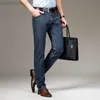 Męskie dżinsy klasyczny styl modalny tkanina cienkie niebiesko-szary dżinsy wiosna i lato nowa moda biznesowa proste dżinsowe spodnie męskie marka L230724
