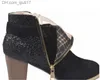 Boots New Women Boots Classic Sequins Buckled Strap Ankle Boots Vintage Martin Booties Fashion Sexy Winter Shoes Large Size with Box2047600 Z230724