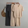 Dwuczęściowe spodnie damskie Spring Ubrania Women 2023 Knit Set Nuevo en Conjuntos A Juego Ropa Mejer V-Neck Loose Sstraight Casual Fashion Suits