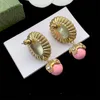 Pink Pearl Dangle örhängen Elegant Retro Vintage Double Pearls Earndrops Cooper Classy Earrring Trendy Jewelry Luxury Brand Ear Stud