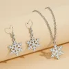 Halskette Ohrringe Set europäischen und amerikanischen Winter einfache hohle Weihnachtselemente Schneeflocke Großhandel