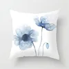 Pillow Case 45x45cm Blue Ink Flower Pillowcase Sofa Living Room Home Decoration Abstract Geometric Polyester Cushion Cover Bedroom Decor 230724