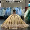 Sweetheart Ball Champagne Princesse Robe Quinceanera Robe pour Filles Perlée Paillettes Robes De Fête D'anniversaire Robes De Bal Robe De s es