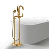 Gold BathTub Faucet Floor Stand Swan Bathtub Mixer 360 graders rotationspip med handskårhuvudbadblandare dusch