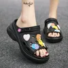 Sandaler 2023 Summer Garden CLOG Fashion Tjock Bottom Women S Slippers Rosy Red Candy Color Styles 230724