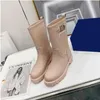 fashion buckle studs engraved letter print Rain boot shoe Women TERRITORY flat half boots top designer shoes ladies winter booties A4zR#