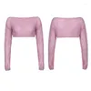 Women's Sweaters Pink Knitted Shrugs Cropped Tops For Women Chic Tee Loose Hollow Out Smock