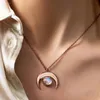 البيع الساخن S925 Sterling Silver Half-Moon Moonstone Necklace Netlace Women’s Fashion Propostyly Guymury Guymesticite Jewelry