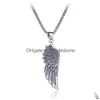 Hanger Kettingen Rvs Angel Wing Ketting Voor Vrouwen Mannen Fijne Mode-sieraden Drop Levering Hangers Dhybc