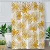 Shower Curtains Golden Leaf Curtain Tropical Botanic Waterproof Bathroom With Hooks Modern Palm Leaves Douche Gordijn