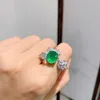 Cluster Ringen WPB Premium Vrouwen Glanzende Kunstmatige Palaiba Emerald Ring Vrouwelijke Luxe Sieraden Briljant Zirkoon Ontwerp Meisje Gift Party