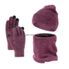 Hüte Schals Handschuhe Sets Casual Winter Warme Veet Hut Schal Set Für Männer Frauen Outdoor Reiten Beanies Hals Schutz Kappe 3 teile/satz Dhkt5