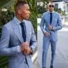 Bleu clair marié Tuxedos sur mesure garçons d'honneur costume nouvelle mode 2 pièces homme Blazer hommes mariage costumes veste pantalon Tie297i