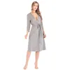 Damen-Nachtwäsche-Stil, Nachthemd, Pyjama, Damen-Sexy-Bademantel, graue Robe