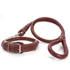 Dog Collars Large Leather Collar Leash High Quality Dogs For Meduim Pug Pitbull Husky Shepherd Pet Accessories