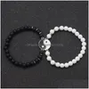 Perles Couples Amoureux Bracelets Perles Blanches Et Noires Brins Femmes Hommes Taiji Ying Yang Charme Bracelet Amitié Bijoux Mâle Femal Dhhnt