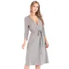 Damen-Nachtwäsche-Stil, Nachthemd, Pyjama, Damen-Sexy-Bademantel, graue Robe