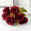 Fleurs décoratives décor de mariage fleur artificielle soie faux Rose Bouquet maison salon décoration rouge étoile lune Roses Simulation plante