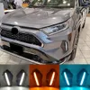 Car DRL dla Toyota Rav 4 RAV4 2019 2020 2021 2022 LED Blue Fog Lampa z żółtymi światłami sygnałowymi światła mgłyarskie