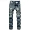 Mäns herr jeans denim designer moto cykel rak motorcykel för storlek 42 hösten vårpunk rock streetwear ridning knäskydd byxor 221123 l230724