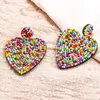 Colored Rice Bead Earrings Bohemian Handmade Heart Ear Studs Girls Fashion Accessories