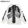 Männer Pullover Hip Hop Skeleton Oansatz Pullover Chinesische Mode Faul Preppy Casual Stil Gestrickte Kleidung Y2k High Street Paar herbst