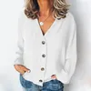 Kvinnors blusar Spring/Summer Long Sleeved Cardigan Solid Casual Loose Fiting Chiffon Shirts Elegant Standing Collar Button Fashion Tops