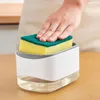 Storage Bottles 2 In1 Soap Pump Detergent Dispenser Sponge Holder Press Countertop Rack Durable