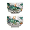 Fincan tabakları seramik Çin retro çay bardağı el yapımı ejderha sevgili için kabartmalı