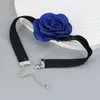 Tyg rose blommaklavikel halsband kvinnor choker gotisk mjuk sammet krage halsband flicka hals smycken present accessoires