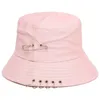 Breda randhattar hink hattar 1 st unisex kvinnor män hink hatt stift ringar solhat kepsar sommarhattar lönnblad fiskare hatt dubbelsidig bärbar rosa färg 230721