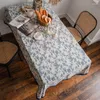 Tafelkleed vintage gewassen marineblauw met bloemen tafelkleed HOME picknick decoratieve hoes verschillende maten