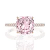 18k Rose Gold Pink Sapphire Diamond Ring 925 Sterling Silver Party Wedding Band Rings For Women Fine Jewelry244k