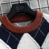 Herrtröjor Pull Homme 2022 Autumn Winter Luxury Argyle tröja män Kläder Ny mode Streetwear Soft Warm Knit Cashmere Pullovers Man T230724