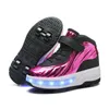 Inline Roller Skates Small 4 Wheels Roller Skate Shoes Adults Children Kids Sliding Sport Shoes LED light Blink Deformation Parkour Runaway Sneakers HKD230720