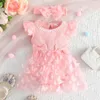 Cotton Linen Romper Floral Dress Sleeveless Summer Baby Girl Clothes Children Princess Dress Newborn Infant Outfit Kid Costume