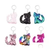 Portachiavi Gatto Portachiavi Colorf Paillettes Glitter Titolare Portachiavi Catena Per Auto Cellulare Borsa Borsa Charms Drop Delivery Gioielli Dhxr0