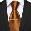 Laço Laço Moda Seda Luxo Masculino Gravata Dourada Sólida Com Clipe Para Homem Acessórios Terno Casamento Festa De Negócios Presente