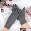 Five Fingers Gloves Fashion Winter Women Keep Warm Suede Mittens Touch Sn Windproof Fl Finger Ladies Outdoor Sport Female Drop Delivery Acce