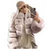 Giacca per pelliccia di volpe invernale cucitura corta cappotto a maniche lunghe Accessori per matrimoni da donna S a 4xl5643357