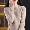 Kadın Sweaters Merino Yün Sweater Yuvarlak Boyun Örgü Alt Sıradan Gevşek Külot Top Bahar ve Sonbahar Kore Modası