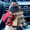 Keychains Lanyards Trendy Cute PVC Bow Tie Bear Keychain Kawai Cartoon Animal Key Chain Adorable Bag Pendant Key Holder Car Keyring Jewelry Gift J230724