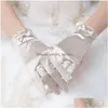 Five Fingers Gloves Women Bridal Short Satin Fl Finger Wrist Length Costume Prom Party Glove Drop Delivery Fashion Accessories Hats Scarves